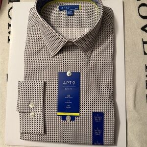 Apt. 9 Men's Slim Fit Gray and White Dress Shirt